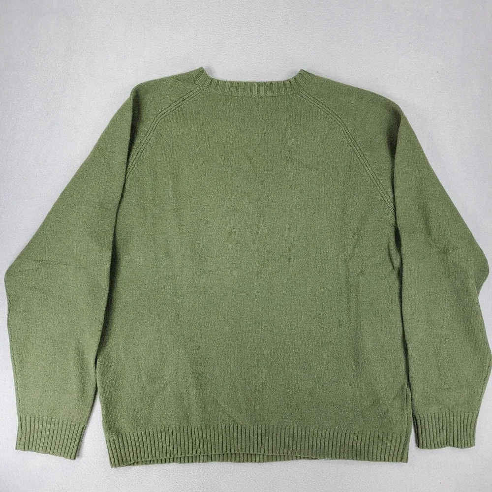 J Crew Vintage 90s Preppy Embroidered‎ Oarsman Logo Wool Sweater Size XL Green